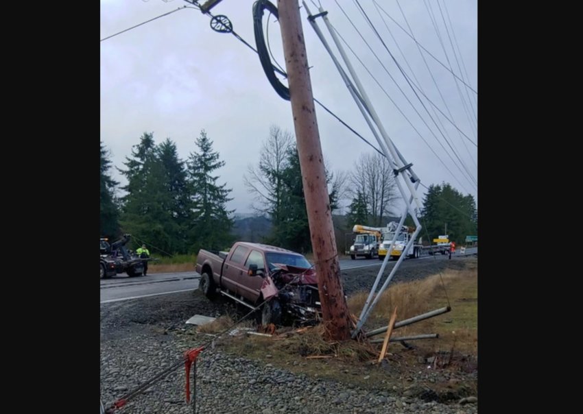 Car Versus Power Pole Collision Knocks Out Power To East Grays Harbor County On Sunday The